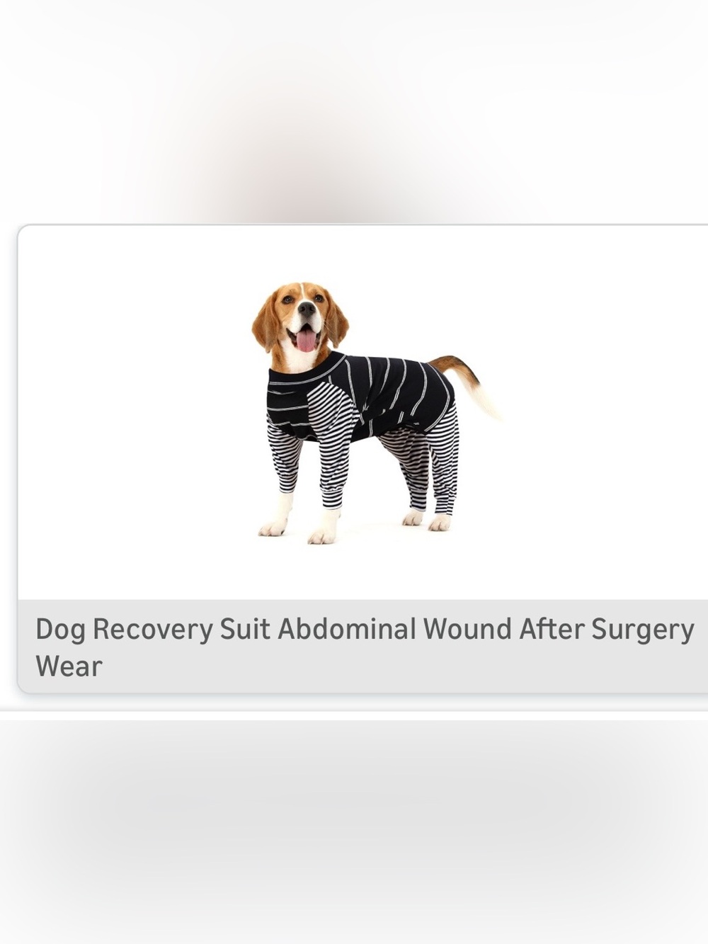 Black & White Striped Dog Recovery Suit - Prevent Licking After Surgery. New SM